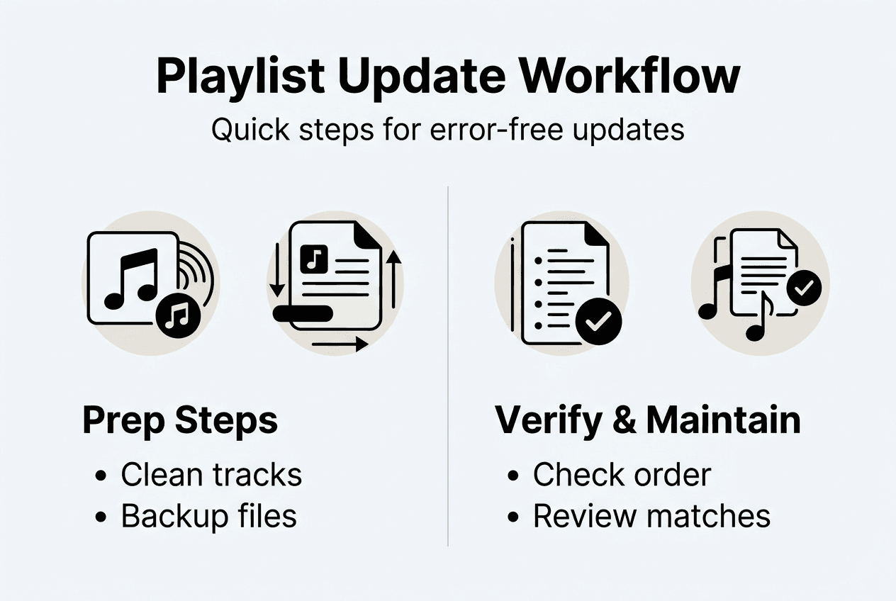 Infographic showing playlist update workflow steps