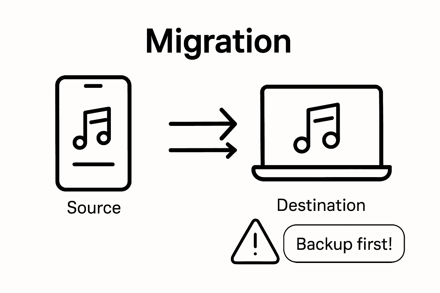 Infographic showing playlist migration steps