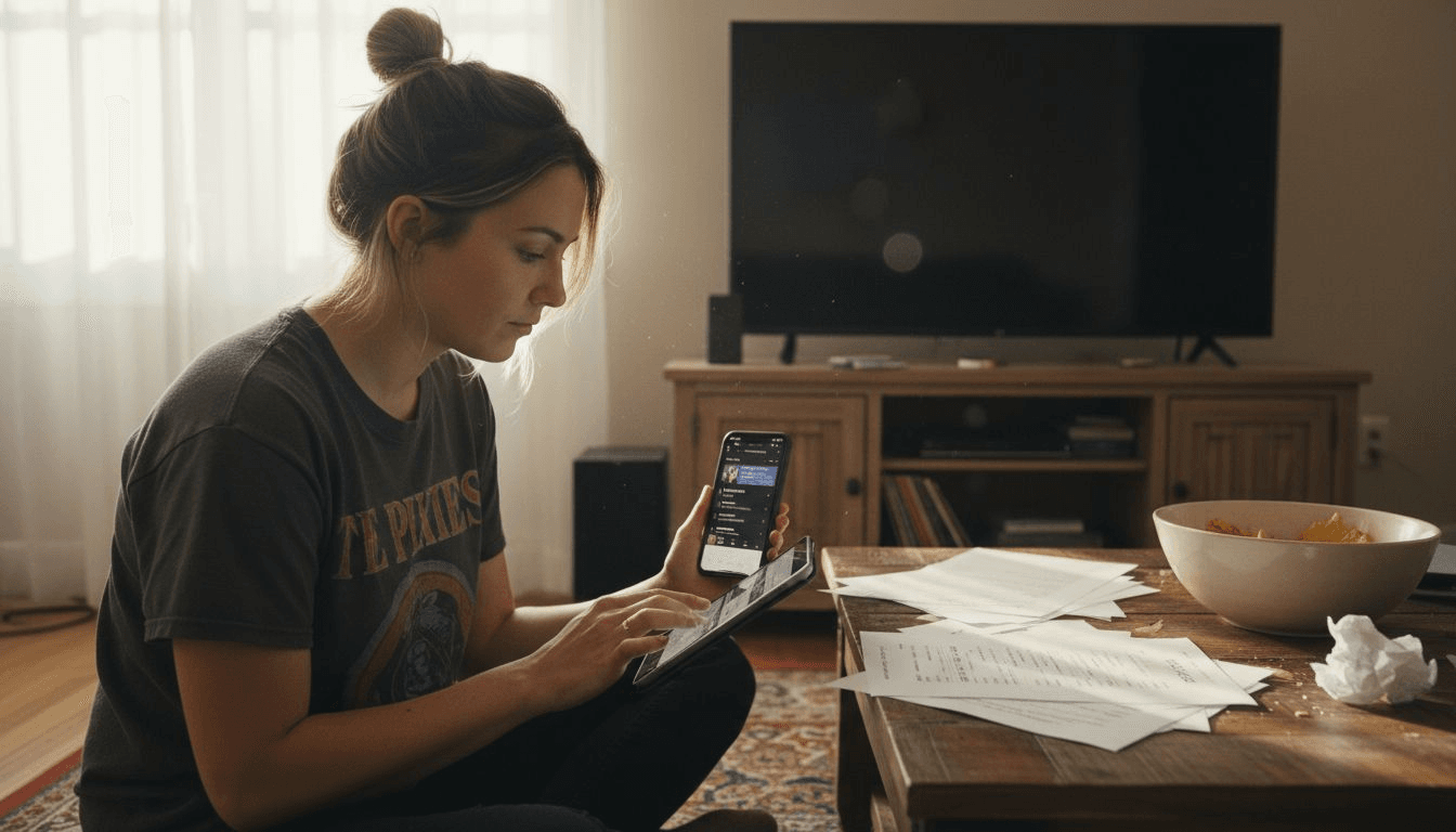 Woman checking music playlist compatibility