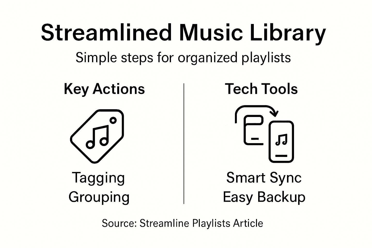 Infographic of steps to organize music library