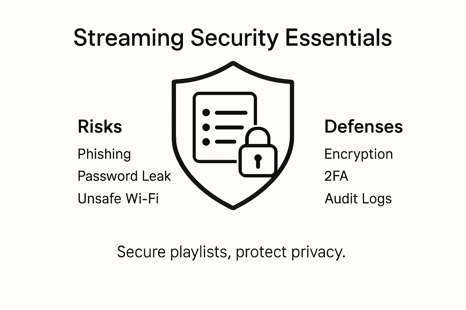 Infographic showing streaming security essentials and risks