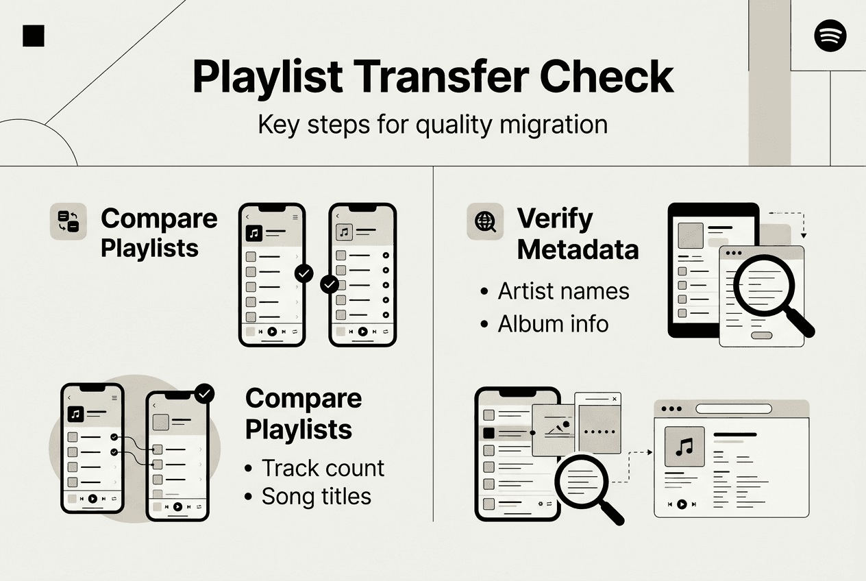 Infographic on verifying playlist migration steps