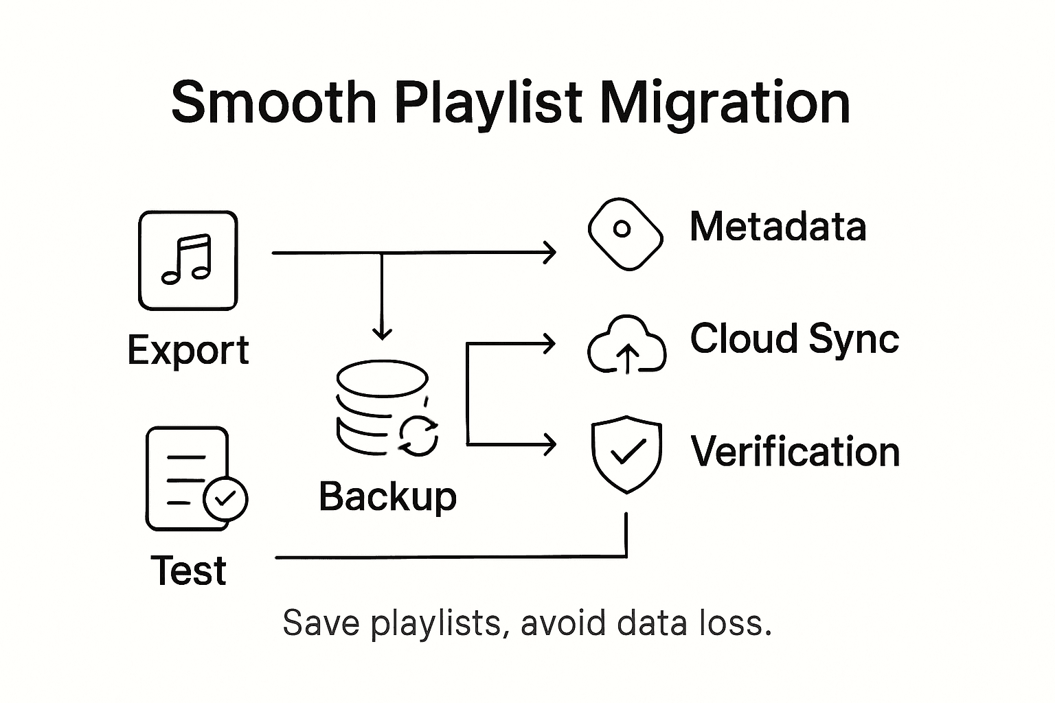 Infographic showing smooth playlist migration steps