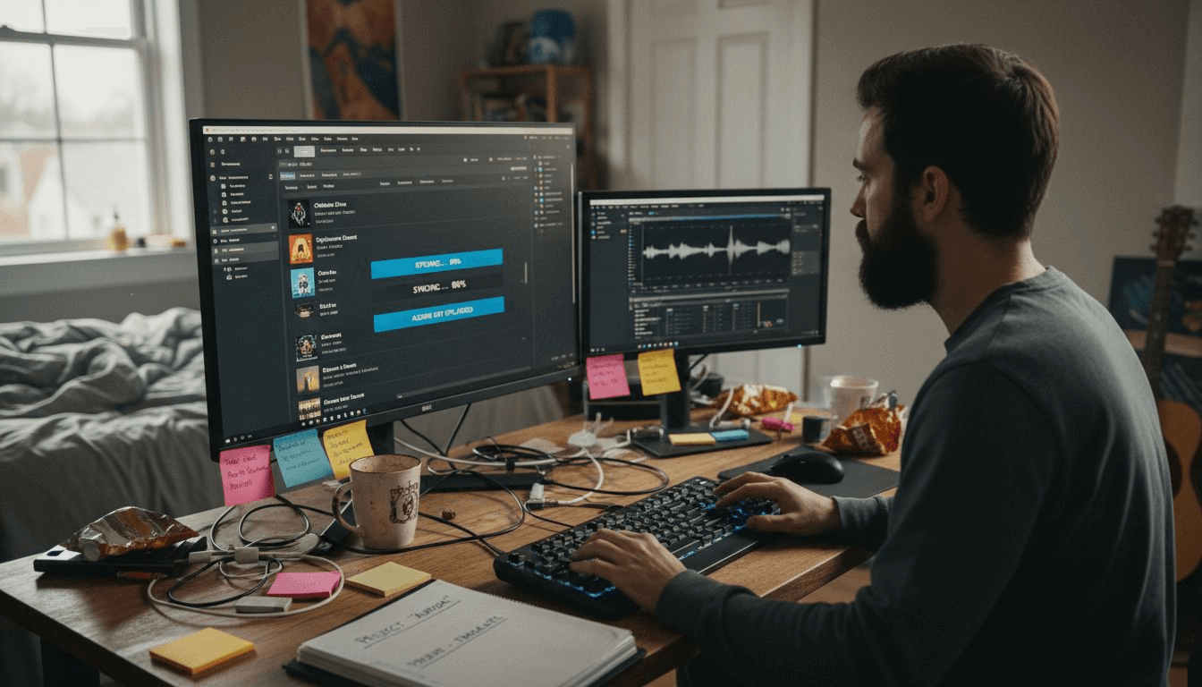 Man configuring advanced playlist management tools