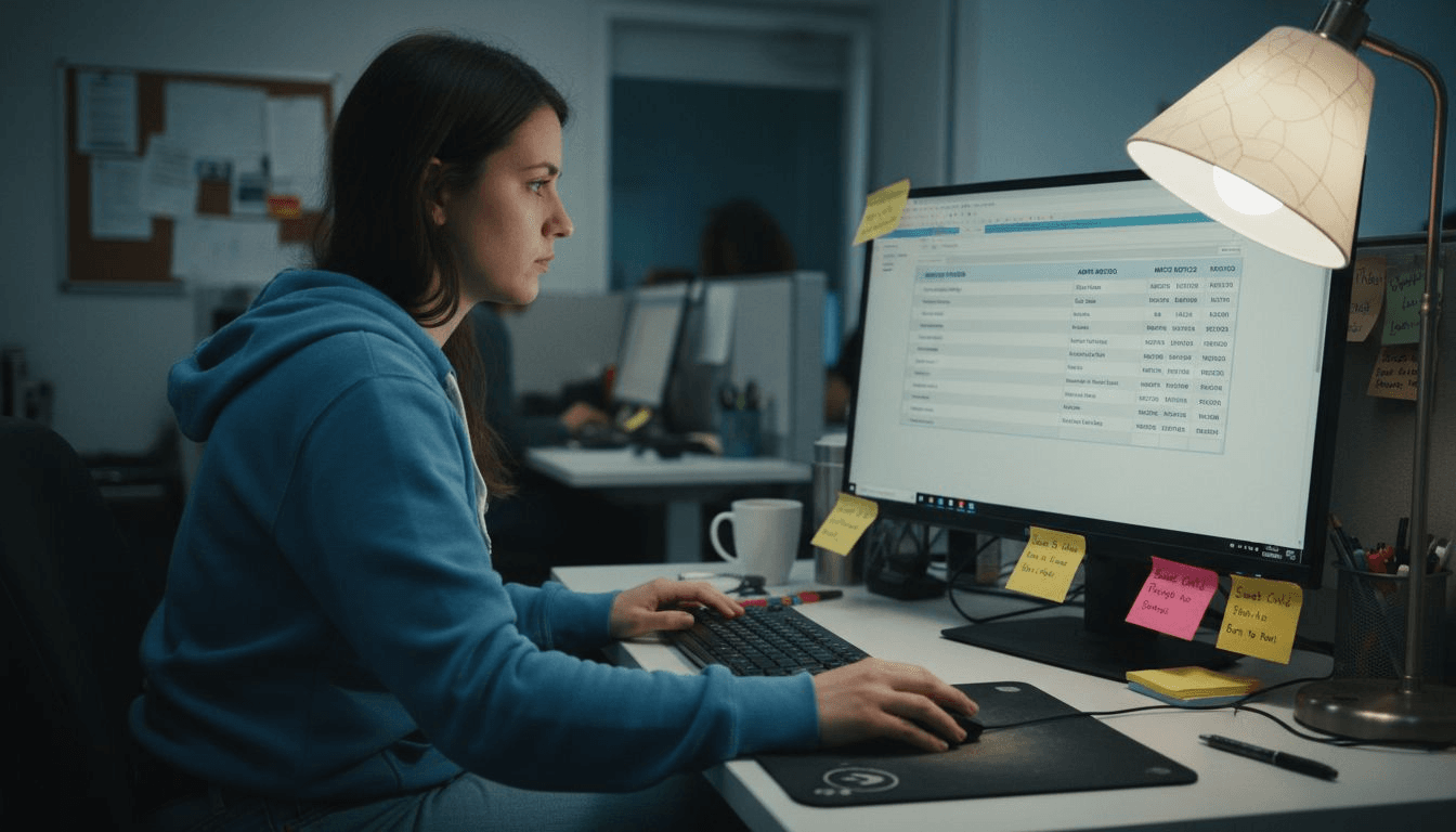 Specialist checks song metadata on monitor