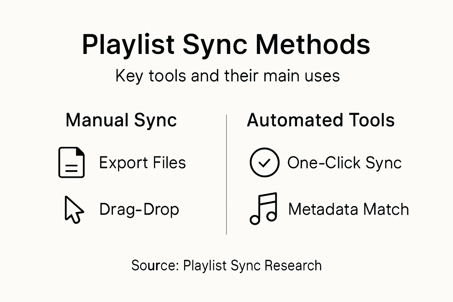 Infographic comparing playlist sync methods