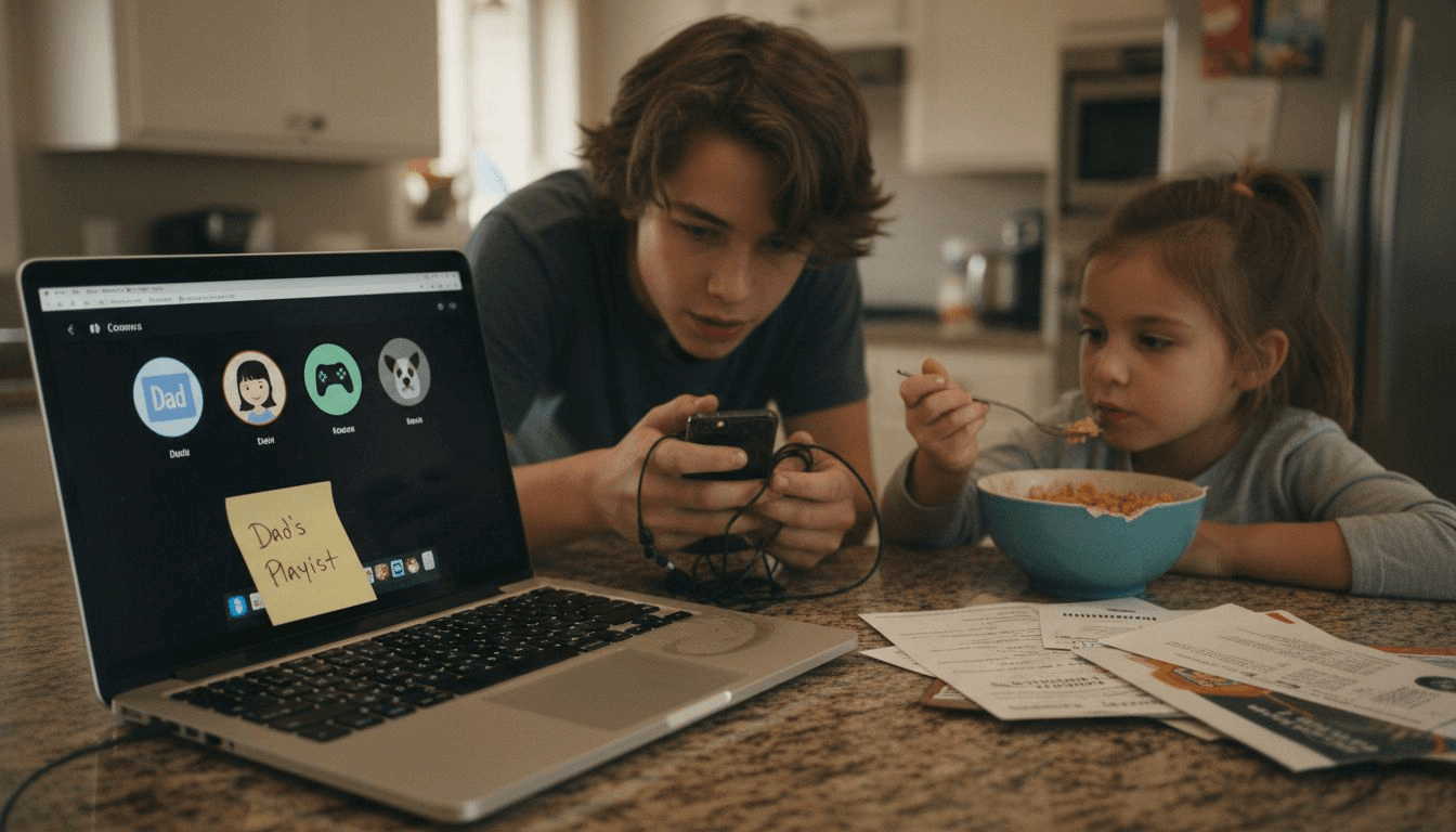 Music streaming service showing family profiles