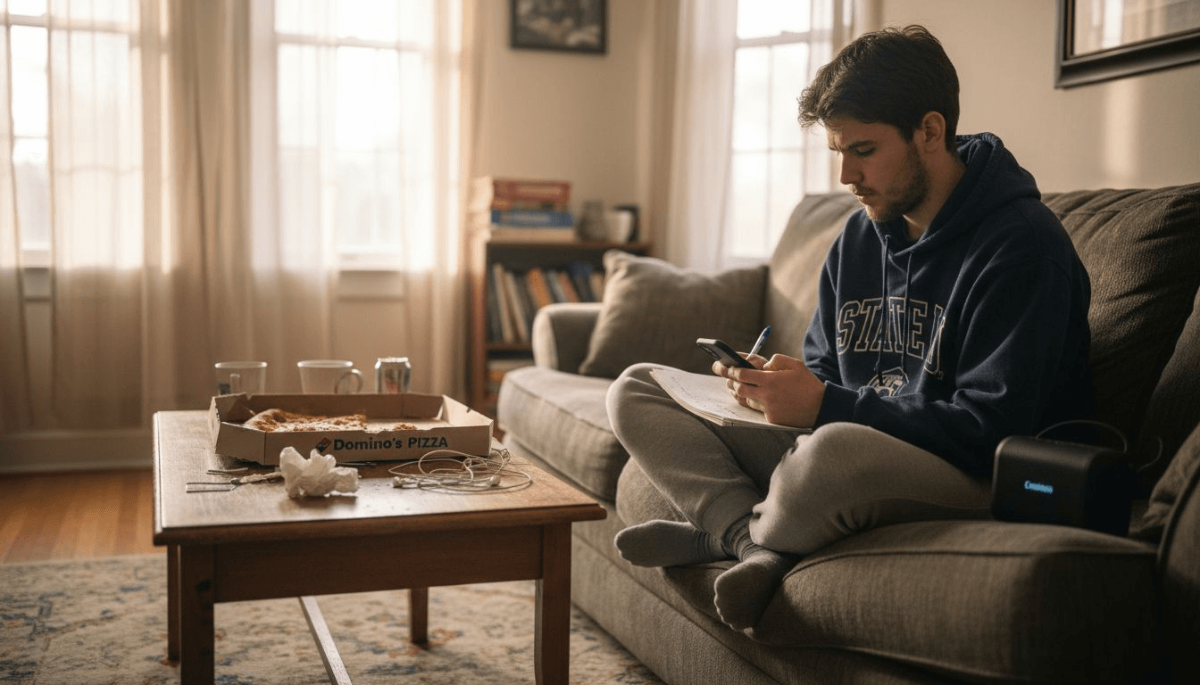 Student reacting to playlist mood changes