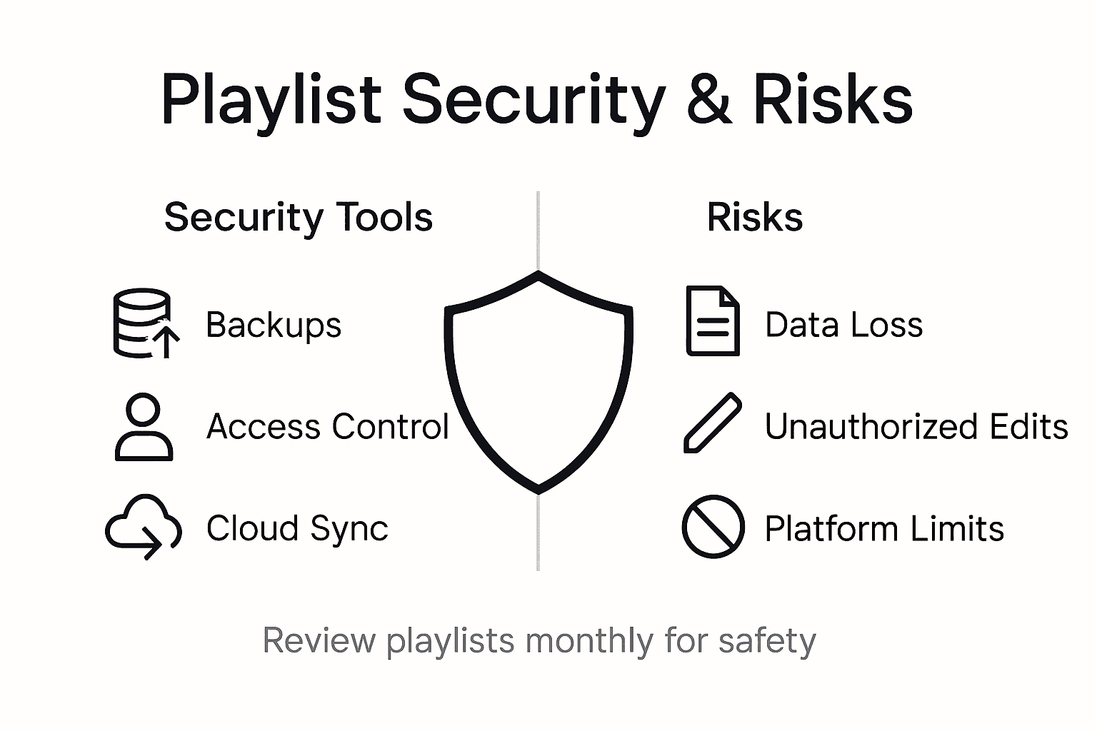 Infographic showing playlist security strategies and risks