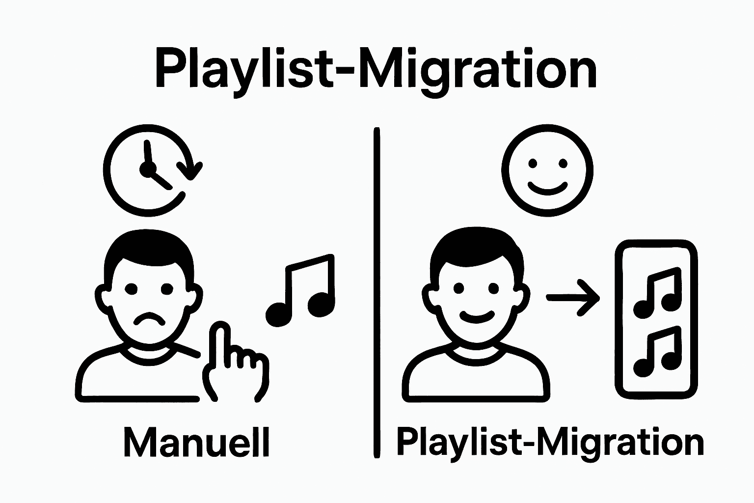 Infographic comparing manual vs. automatic playlist migration