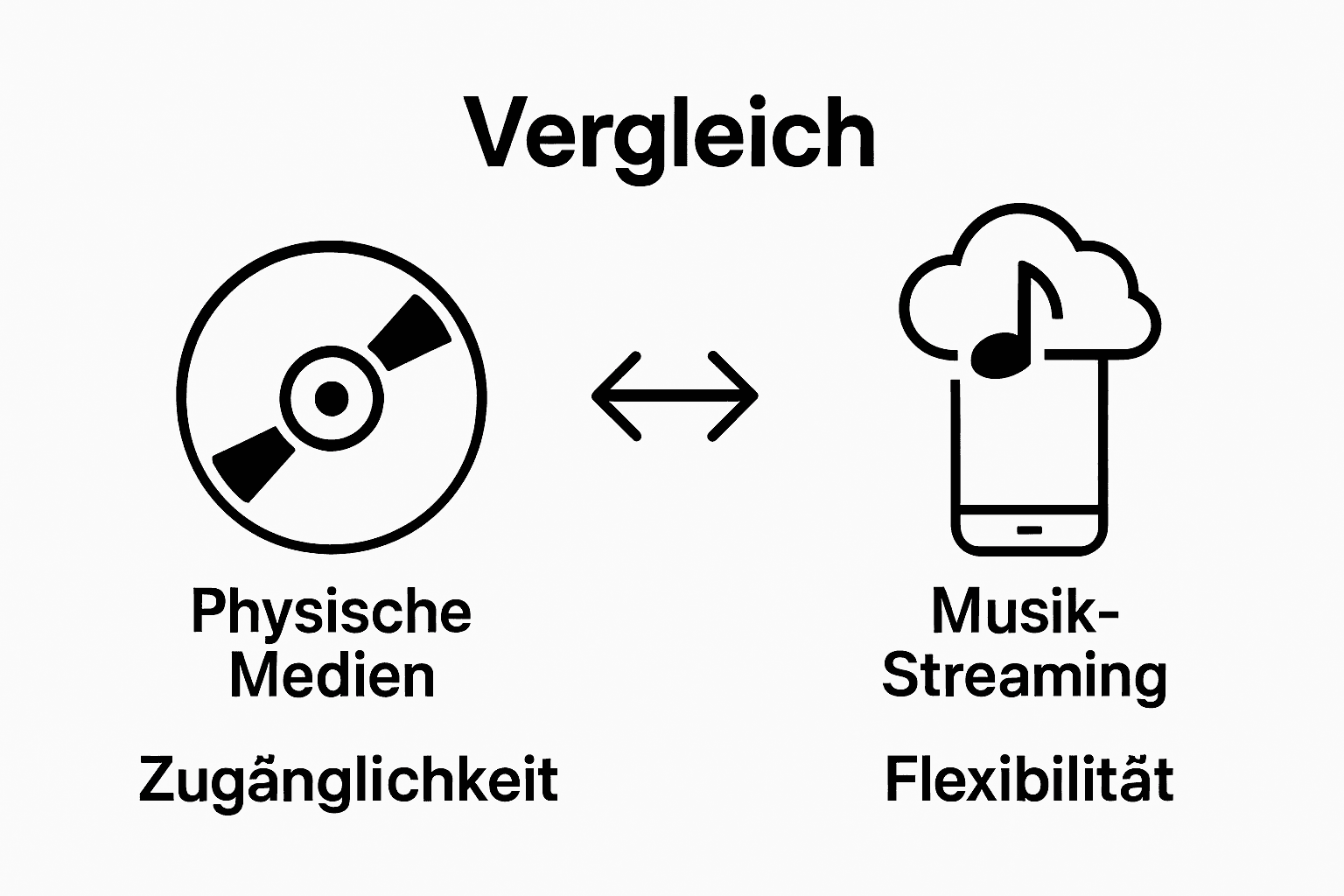 Icon comparison of CDs versus music streaming