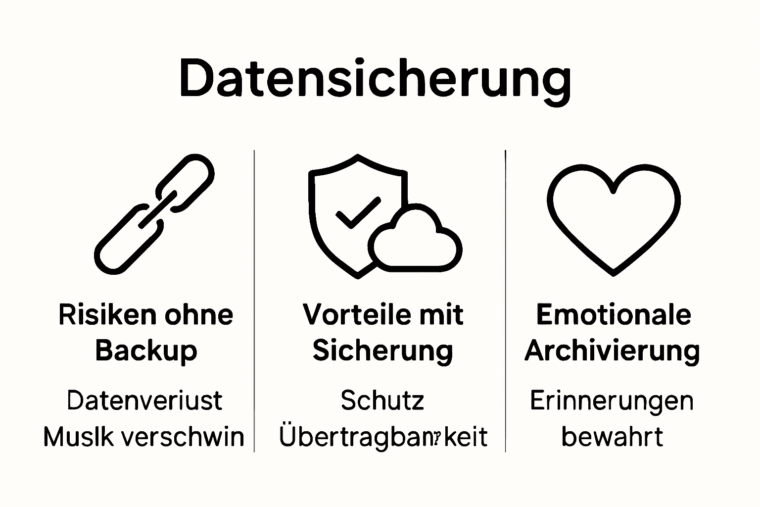 Infografik: Risiken ohne Backup, Backup-Schutz, emotionale Archivierung leicht verständlich