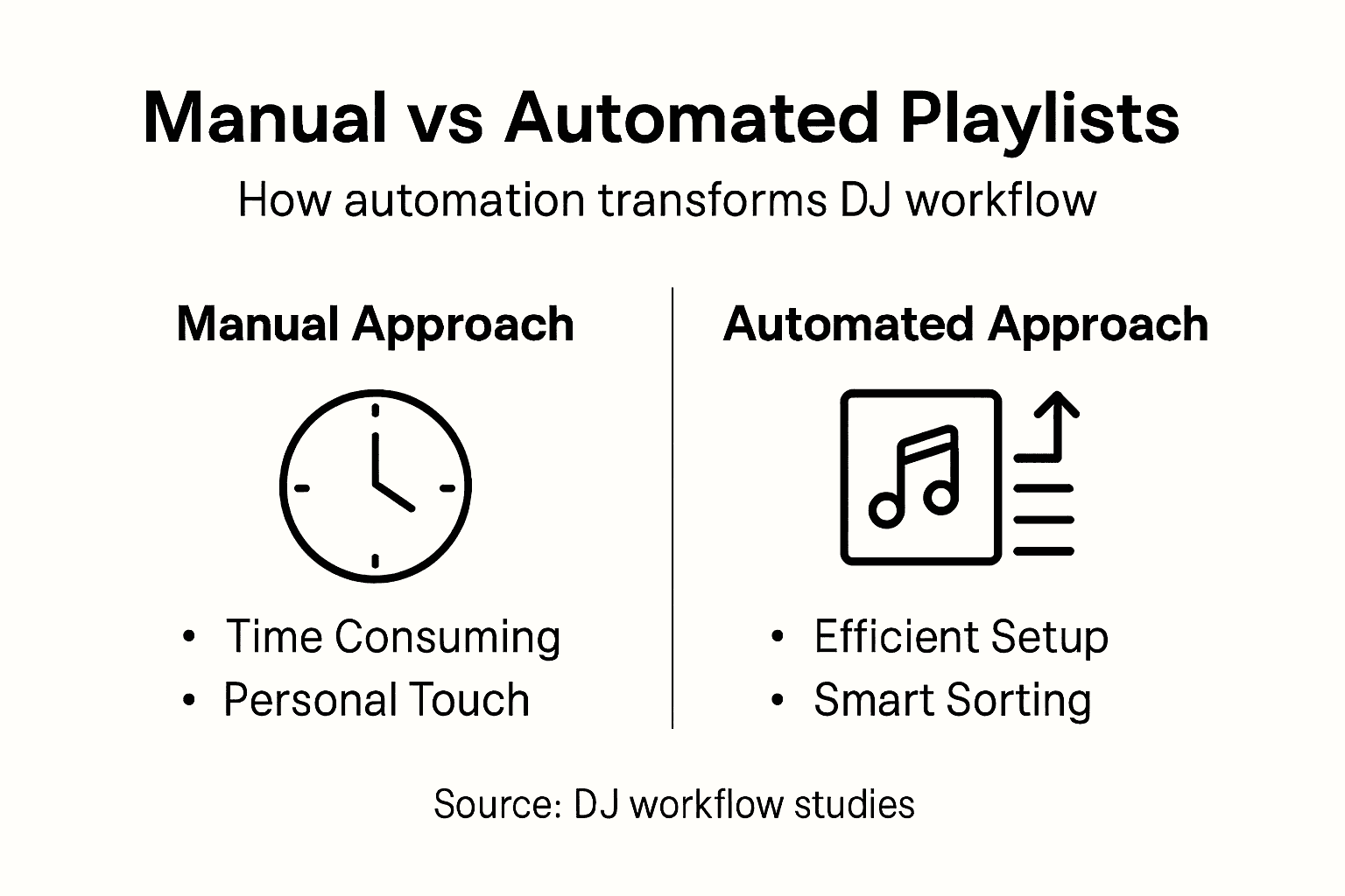 Infographic comparing playlist management approaches