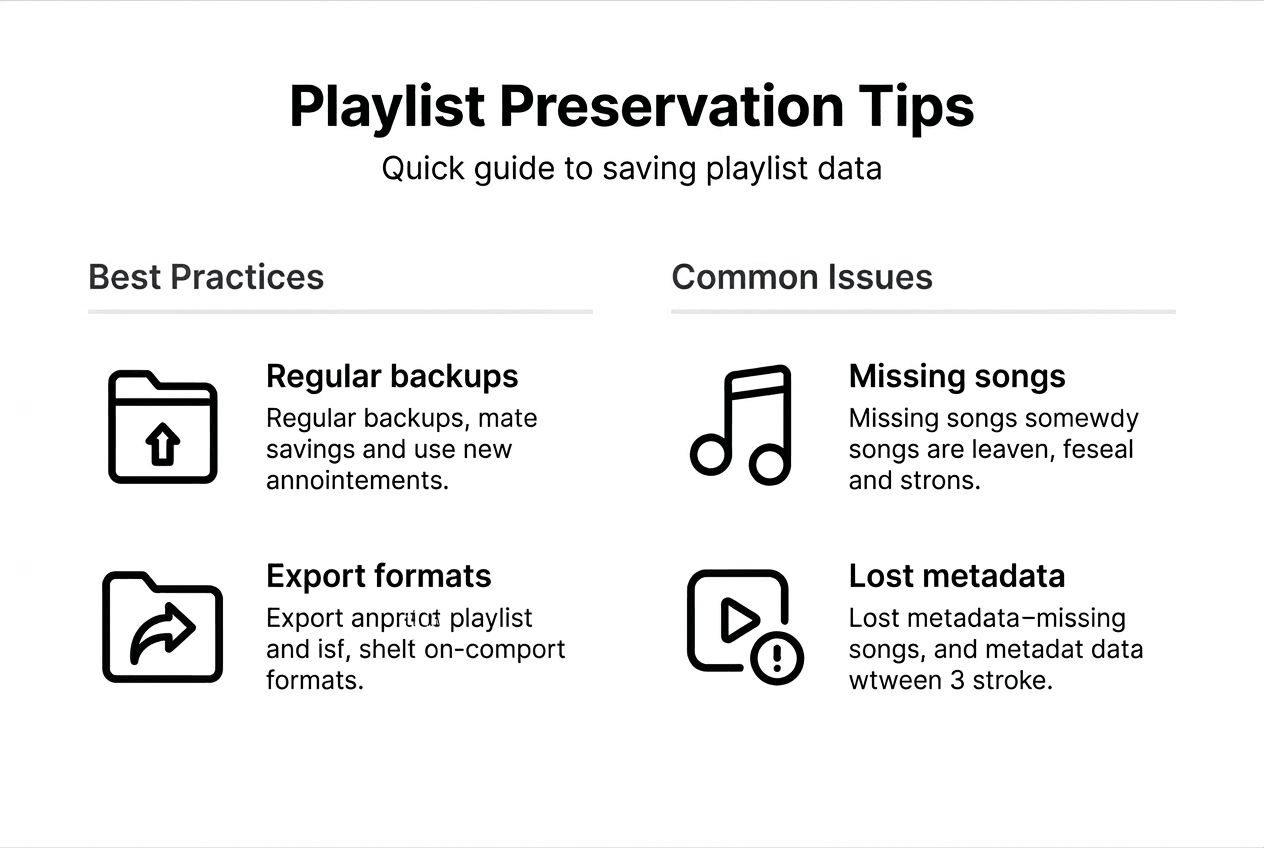 Infographic with playlist data preservation tips
