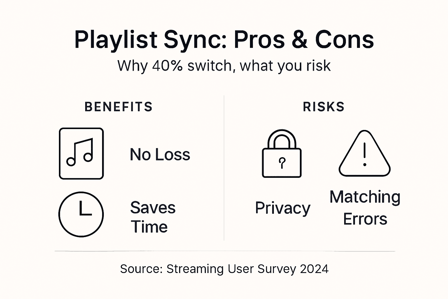 Infographic showing playlist syncing pros and cons