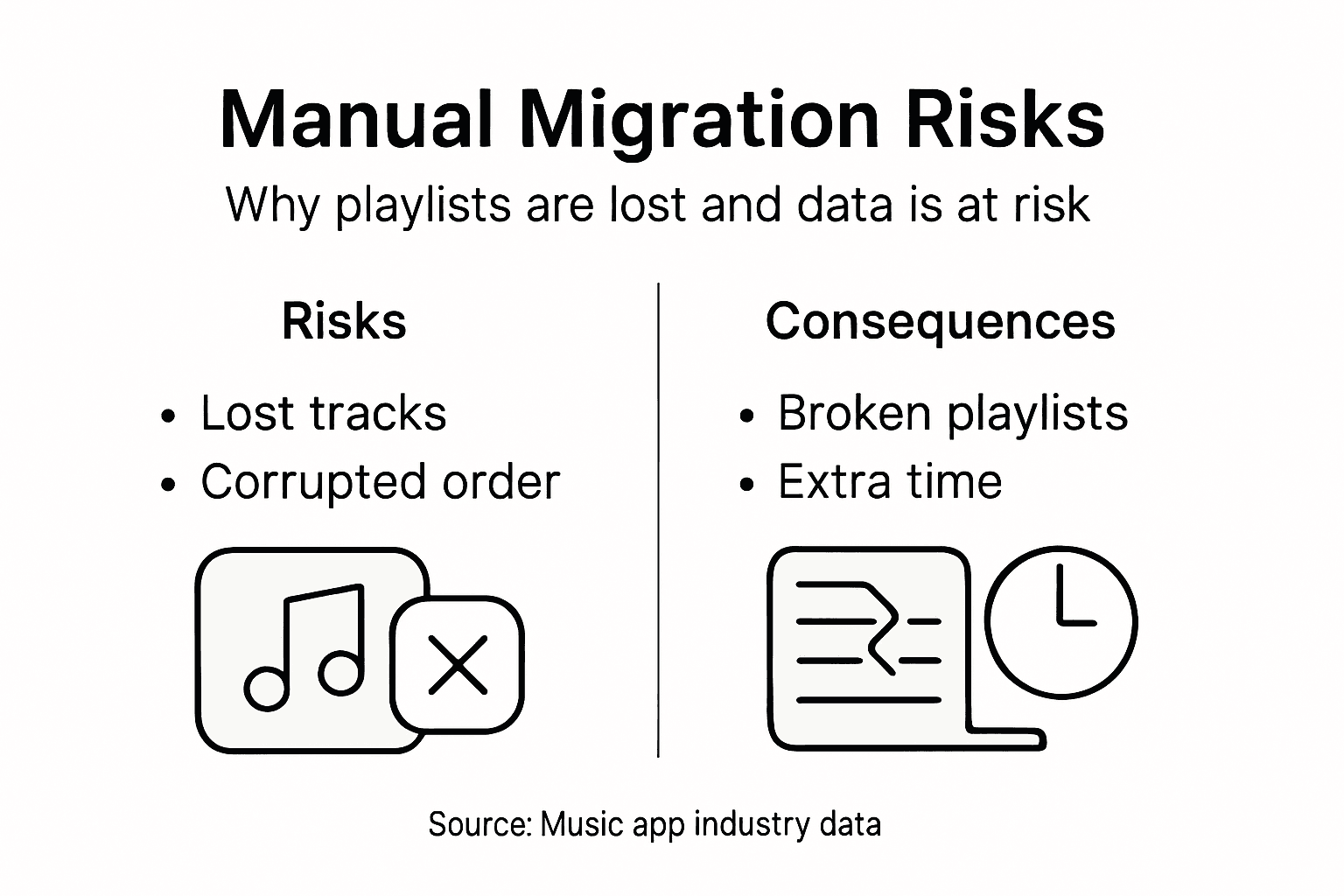 Infographic showing risks of manual music migration